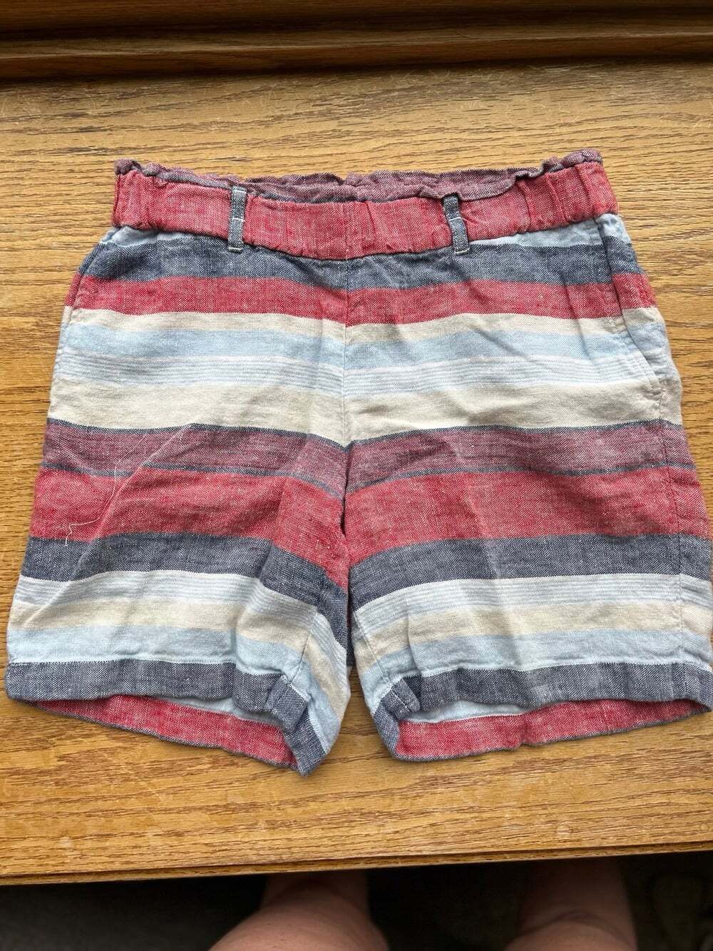 J.Jill 100% Linen Striped Pull On Shorts Sz XS Colorful Paperbag Waist
